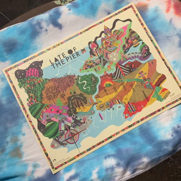 Late of the Pier Fantasy Black Channel Promotional Treasure Map Poster 2008 🗺️ - Picture 10 of 15